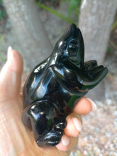 Carving Silver Sheen Obsidian Frog 245g